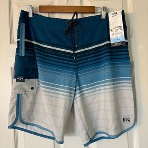 Billabong Pro Performance Swim Board Shorts in Blue Pattern